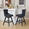 TIRAMISUBEST Modern Button Tufted Upholstered Bar Chairs Set of 2, Velvet Swivel Bar Stools with Footrest & Nailhead Trim - 2 of 4