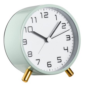 Aoibox Retro Metal Desk Silent Analog Clock with Night Light, Non-Ticking, Simple Design for Bedroom, Office, Home D¨¦cor (Green) - 1 of 4