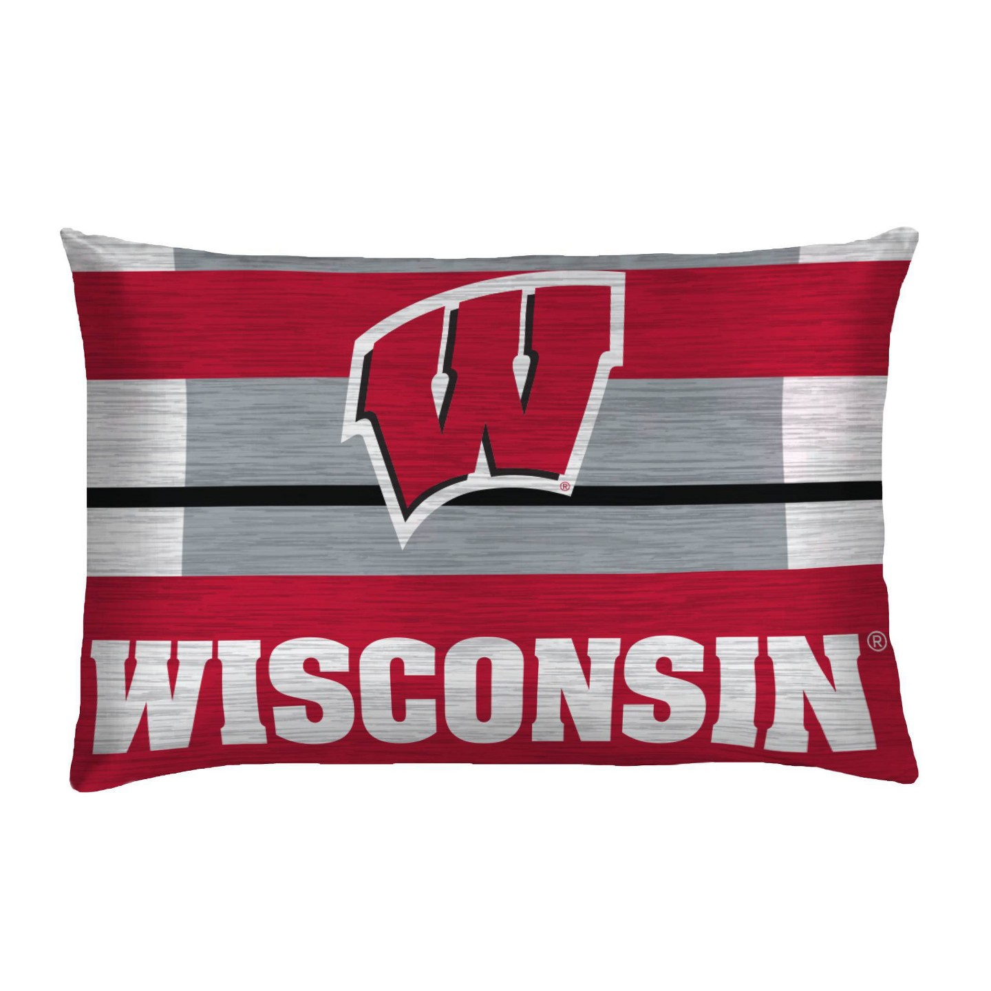 Постельное бельё NCAA Wisconsin Badgers Heathered Stripe Queen Bedding Set in a Bag - 3pc, цвет: Полосатый — фото 3