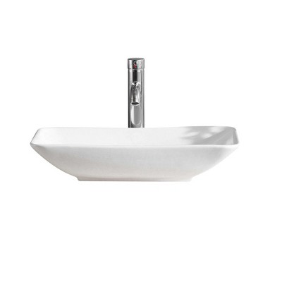 White Rectangular Ceramic Vessel Bathroom Sink