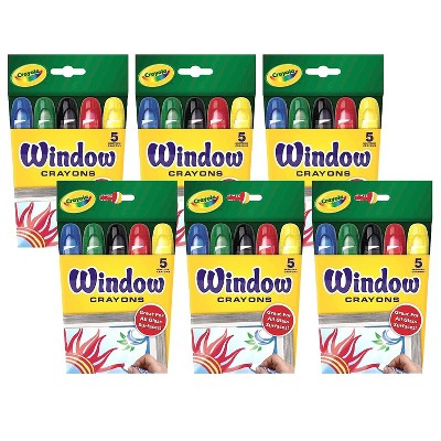 Crayola Washable Window Crayons Assorted Colors 5/Box 6 Boxes (BIN529765-6) 