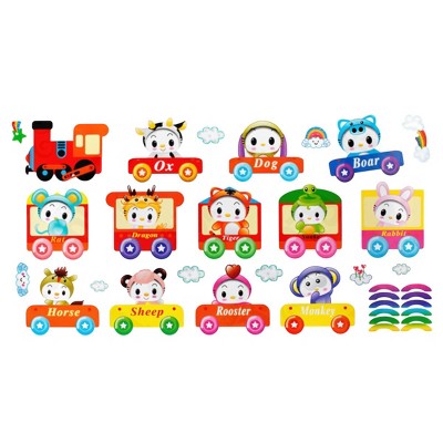 Slickblue Chu Chu Train Wall Decals - Vinyl Stickers for Kids' Rooms, Easy Peel & Stick Application