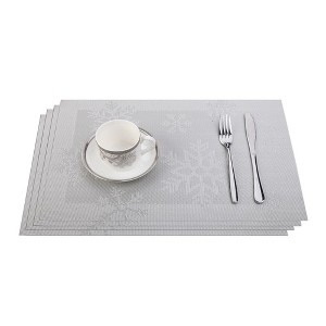 Snowflakes Jacquard 12" x 18" In. PVC Fiber Woven Non-Slip Washable Placemat Set of 4 - 1 of 3