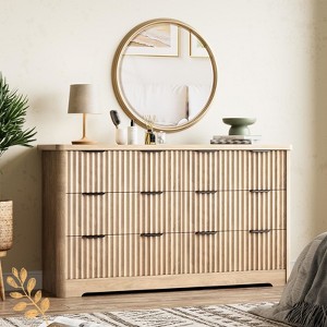 Jojoka 6-Drawer 55.1inch Wide Wavy Dresser, Modern Wood Storage Cabinet with Curved Edges for Bedroom, Living Room, TV Stand Use, Easy Assembly - 1 of 4