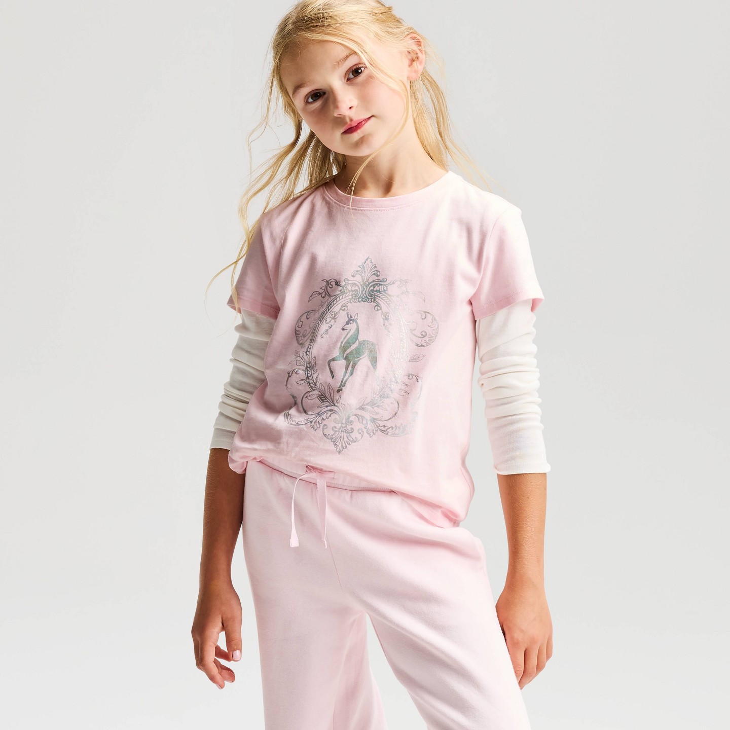 Футболка Cat & Jack Short Sleeve Classic 'Fawn' Graphic T-Shirt для девочек, цвет: Розовый — фото 1