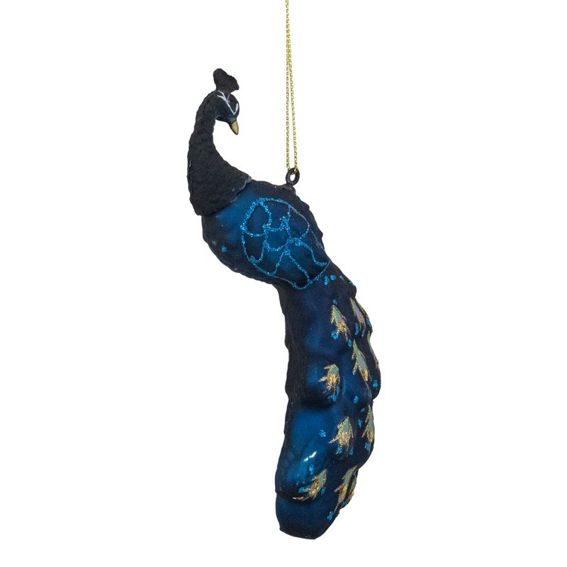 Northlight 6" Blue Glittered Peacock Glass Christmas Ornament, 3 of 6