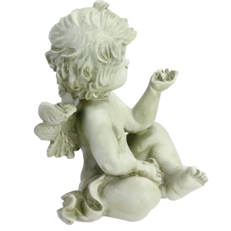 Northlight 7" Cherub Angel with Baby Bird Outdoor Garden Statue, 5 of 7