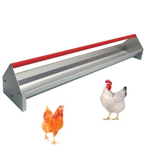 45" Chicken Feeding Trough, Galvanized Steel Chicken Feeder with Crossbar & Drainage Holes, Large Capacity Poultry Feeder Trough for Chicks, Duck - 1 of 4