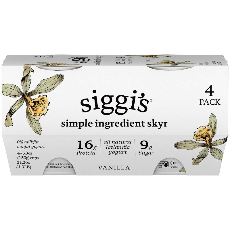 Siggi&#39;s Nonfat Vanilla Icelandic-Style Skyr Yogurt - 4ct/5.3oz Cups, 1 of 9
