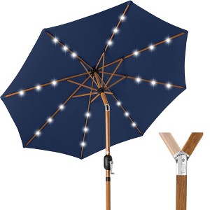 Best Choice Products 10ft Solar LED Lighted Outdoor Woodgrain Pattern Steel Market Patio Umbrella - 1 of 4