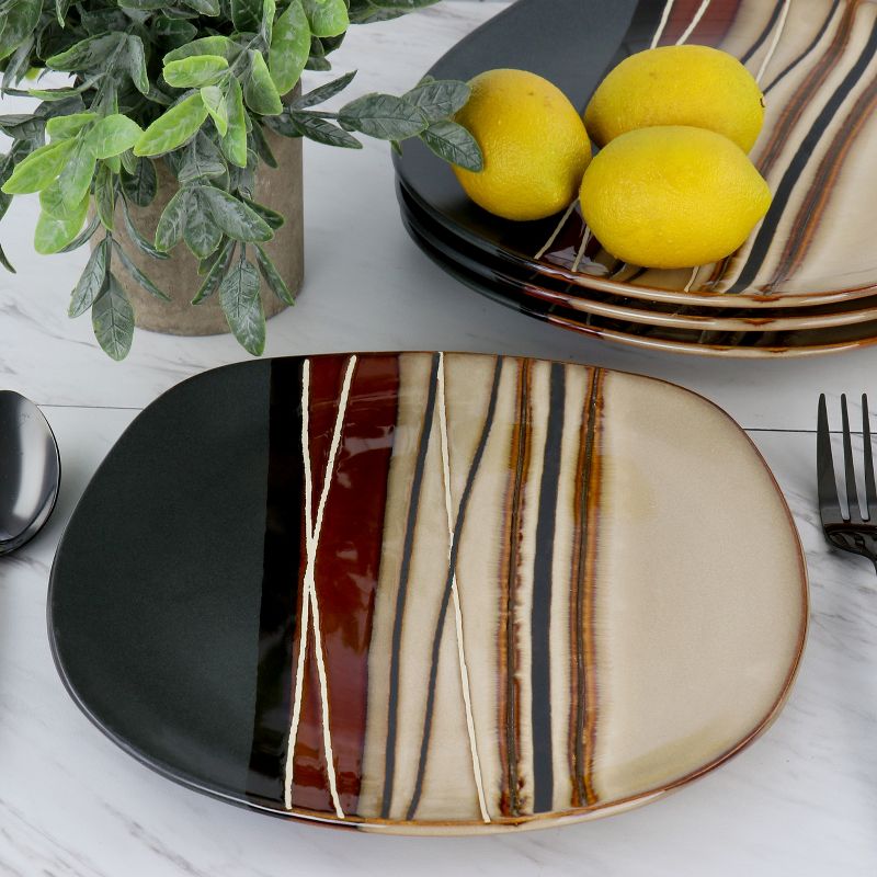 Hometrends Bazaar Brown 4 Piece 8.5 Inch Soft Square Stoneware Salad Plate Set in Brown, 2 of 7