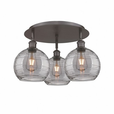 Athens Deco Swirl - 3 Light Flush Mount In Industrial Style-10.38 Inches Tall and 19.75 Inches Wide