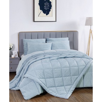 King Heathered Blue Down Alternative Cooling Comforter
