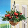 Collections Etc LED Frosted Hanging Artificial Winter Pine and Holly Basket 13 X 13 X 18 - 2 of 2