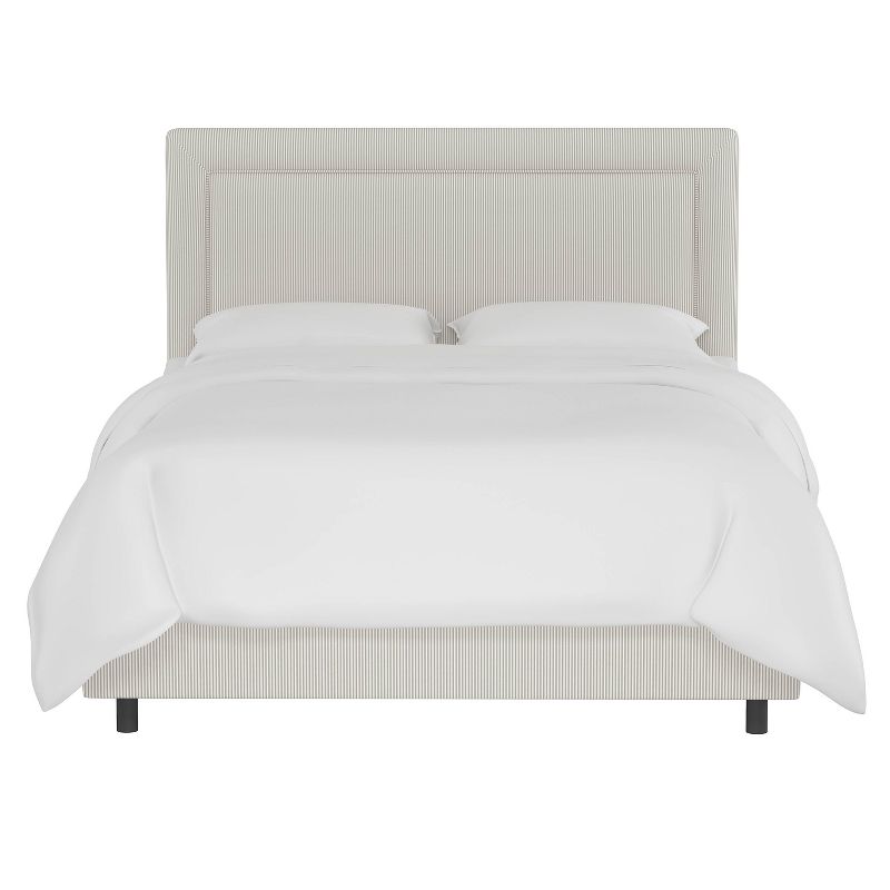 Skyline Furniture Empire Upholstered Bed in Oxford Striped Taupe, 3 of 7