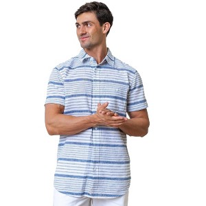 Hope & Henry Mens' Short Sleeve Linen Button Down Shirt - 1 of 4