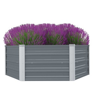 vidaXL Raised Garden Bed Grey Galvanized Steel 50.8x50.8x18.1 in - 1 of 4