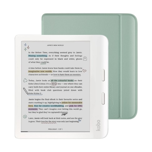 Kobo Libra Colour White eReader with Garden Green Basic SleepCover Bundle