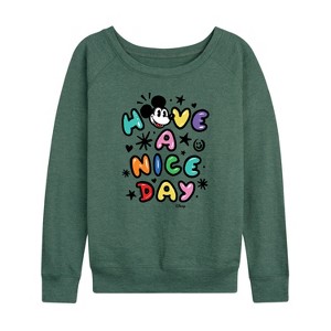 Women's - Disney - Mickey Mouse Lightweight French Terry Wide Neck Long Sleeve Shirt - 1 of 4