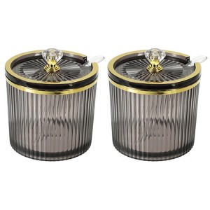 Unique Bargains Seasoning Storage Qtip Holder Dispensers with Lids and Spoons 2 Sets 8.8oz - 1 of 4