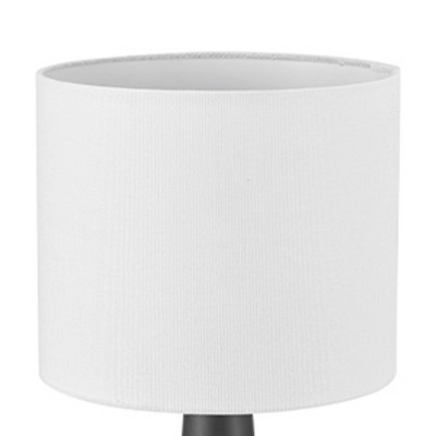 Globe Electric 15" Matte Black Ceramic Table Lamp with Wood Toned Base and White Linen Shade: ETL Listed, No Assembly Required