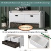 PAGED Rustic Storage Ottoman with 2 Drawers & Removable Basket, Entryway Bench with Removable Cushion, Acacia Shoe Bench, Ottoman Foot Rest - 3 of 4