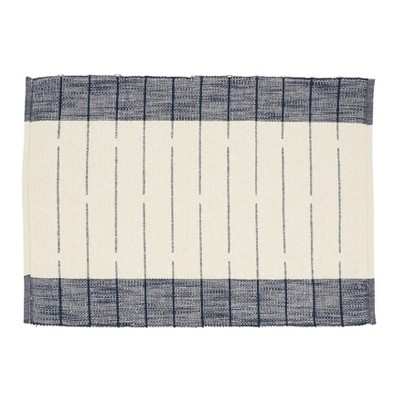 Scandinavian Cream and Navy Cotton Striped Placemats, Set of 8