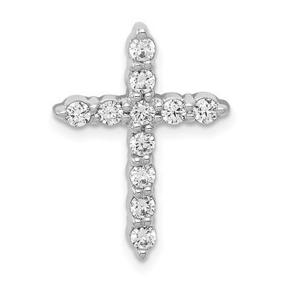 Black Bow Jewelry 14k White Gold 1/2 or 3/4 Ctw Diamond Cross Slide Pendant, 15 x 21mm