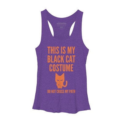 Women's Design By Humans Halloween Introvert Black Cat Costume By Commykaze Racerback Tank Top