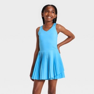 blue motion dress Girls' Pleated Active Dress