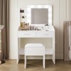 Vanity Desk with Power Outlet, Makeup Vanity with Large Mirror and LED Lights, 7 Drawers & Cushioned Stool - 2 of 4