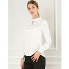 INSPIRE CHIC Women's Office Keyhole Elegant Stand Collar Long Sleeve Back Neck Button Blouse - 2 of 4