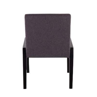 Set of 2 Black Wood and Grey Velvet Upholstered Dining Chairs