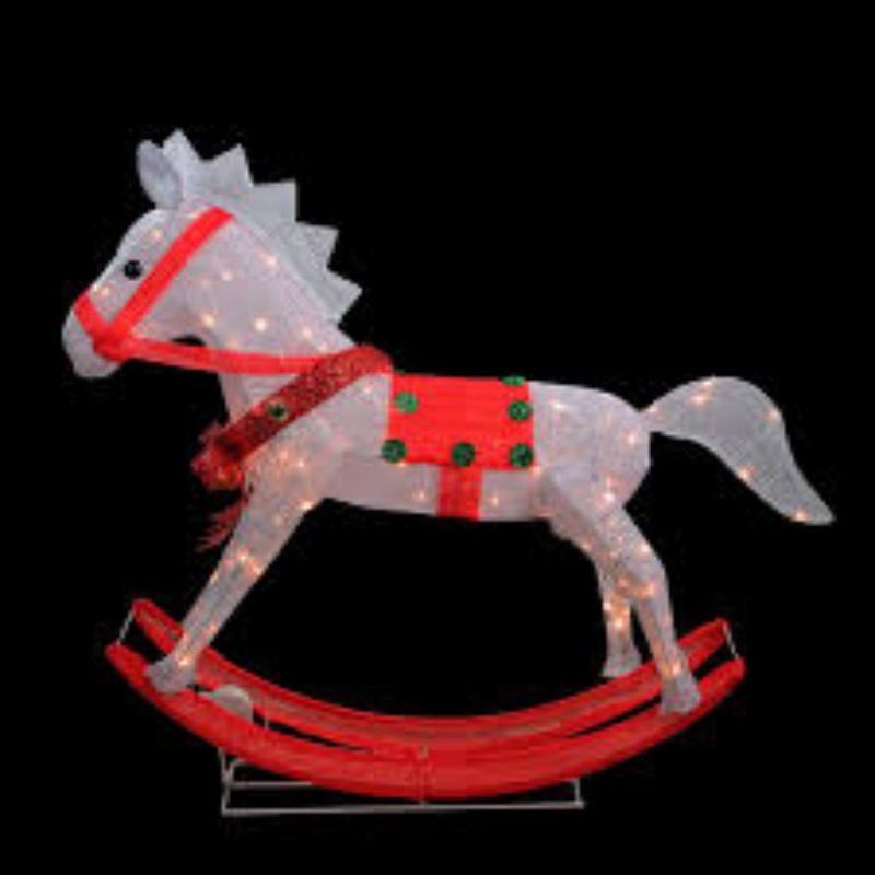 Northlight 36" White and Red Light Glistening Rocking Horse Christmas Yard Art Decor, 2 of 3