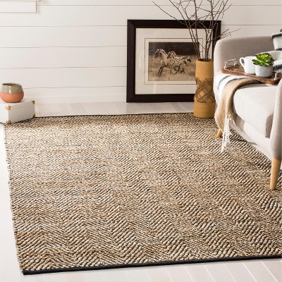 Black and Beige Flat Woven Cowhide Area Rug 8' x 10'