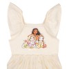 Disney Princesses Girls Rapunzel, Moana and Belle Flutter Sleeve Tutu Dress - Beige, 7/8 - 3 of 4