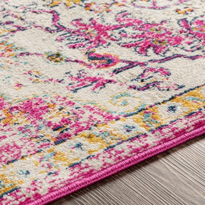 Achlum Bright Pink and Beige Synthetic Fur 5'3" x 7'1" Area Rug