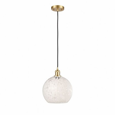 White Mouchette - 1 Light Cord Hung Mini Pendant In Modern Style-11.75 Inches Tall and 10 Inches Wide
