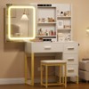 Vanity Desk with Mirror and Lights, Makeup Vanity Desk with Sliding LED Lighted Mirror, Power Outlet - 3 of 4