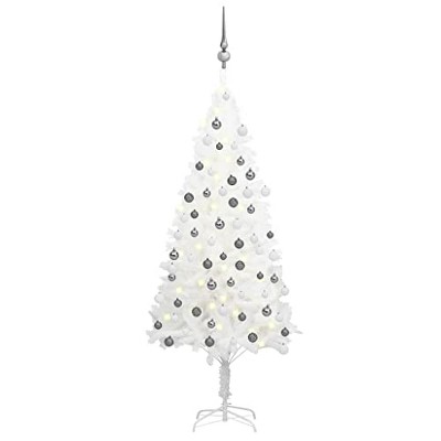vidaXL 47.2 inch Artificial White Christmas Tree with LEDs- Durable, Lifelike, Weather and Water-Resistant Christmas Trees with Steel Base