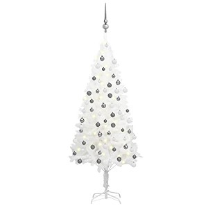 vidaXL 47.2 inch Artificial White Christmas Tree with LEDs- Durable, Lifelike, Weather and Water-Resistant Christmas Trees with Steel Base - 1 of 4