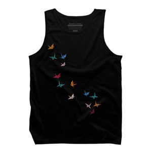 Men's Design By Humans Flying Paper Cranes Birds By Magnussons Tank Top - 1 of 4