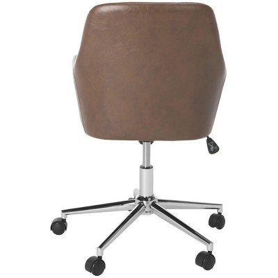 Cadence Brown Leather Swivel Office Chair with Chrome Base