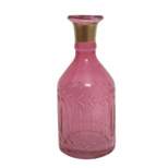Transpac Glass 6 in. Pink Everyday Bud Vase Etched