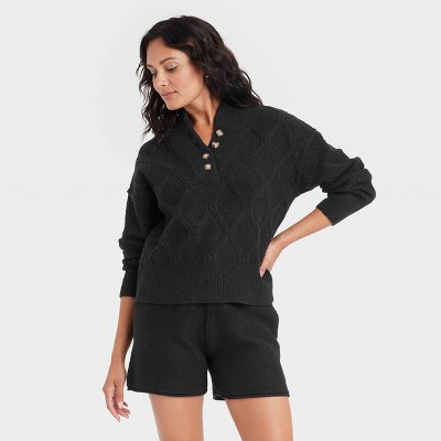 Women's Henley Neck Button-Front Pullover Sweater - Universal Thread™
