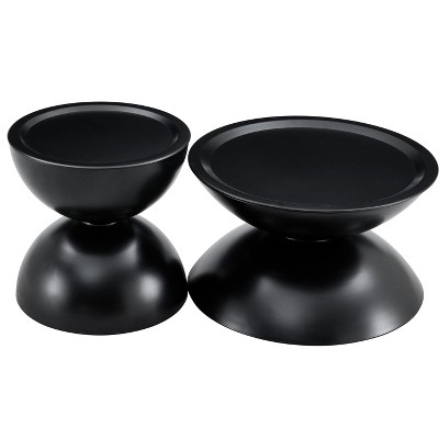 Vynxaria Black Round End Tables Set of 2 - Multifunctional with Movable Storage Top