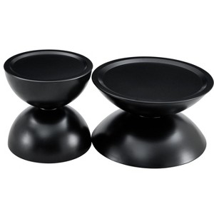 Vynxaria Black Round End Tables Set of 2 - Multifunctional with Movable Storage Top - 1 of 4