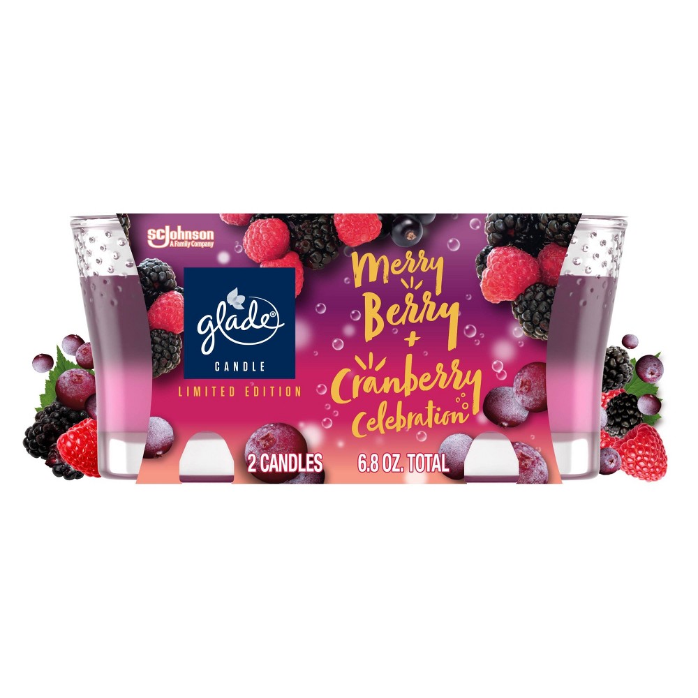 Photos - Other Decoration Glade 2-in-1 Candle - Merry Berry - 6.8oz/2pk 