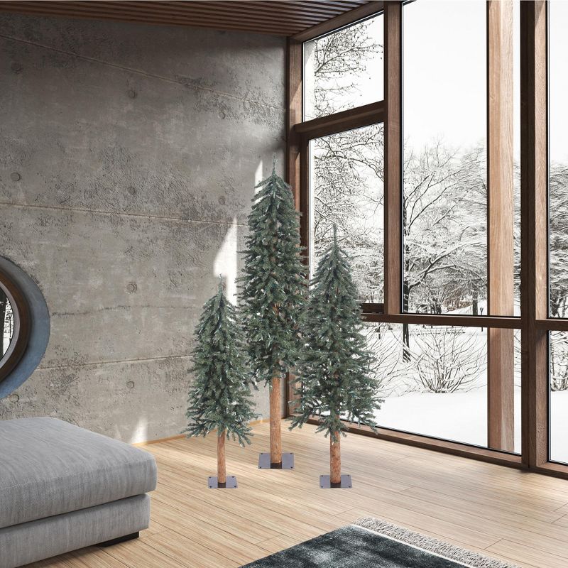 Vickerman Natural Bark Alpine Artificial Christmas Tree Set Unlit, 4 of 5