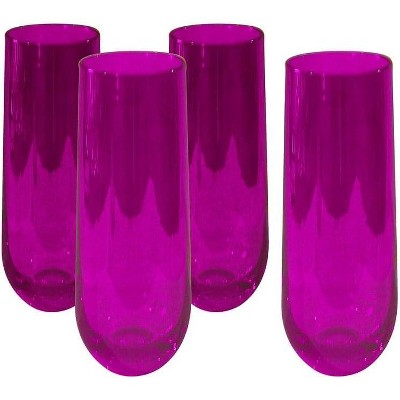 Luster Purple 10 Ounce Stemless Flute, Set of 4